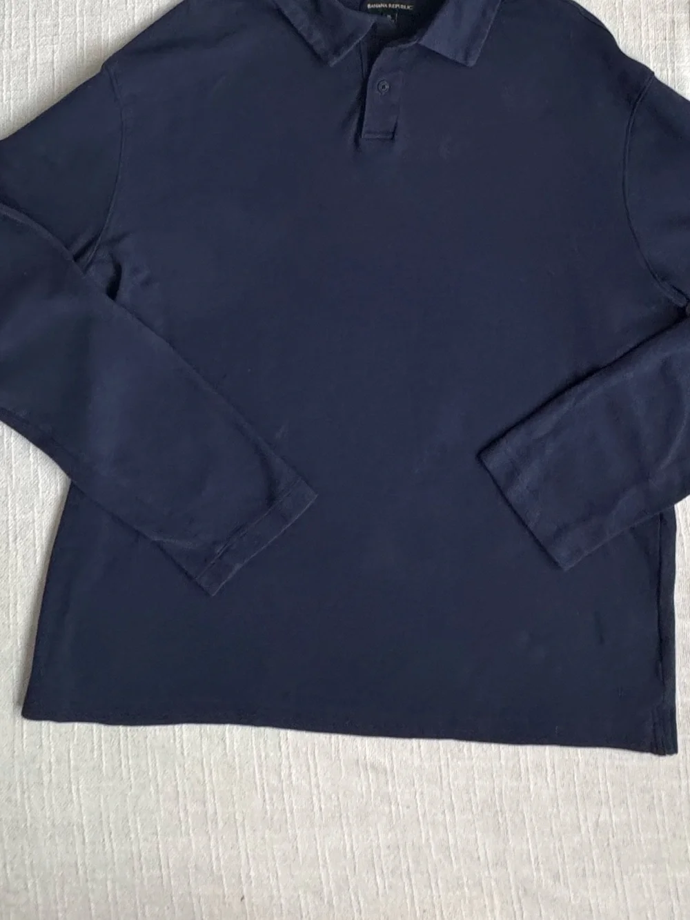 Banana Republic Men's Shirt Navy Long-Sleeve Polo 100% Cotton SZ XL